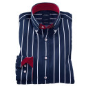 Chemise droite rayure nautique col boutonné