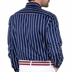 Chemise droite rayure nautique col boutonné