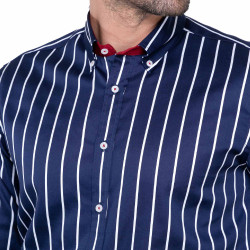 Chemise droite rayure nautique col boutonné