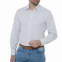 Chemise droite coton carreaux popeline col semi-italien