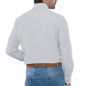 Chemise droite coton carreaux popeline col semi-italien
