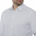 Chemise droite coton carreaux popeline col semi-italien