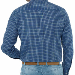 Chemise droite carreaux lin col boutonné