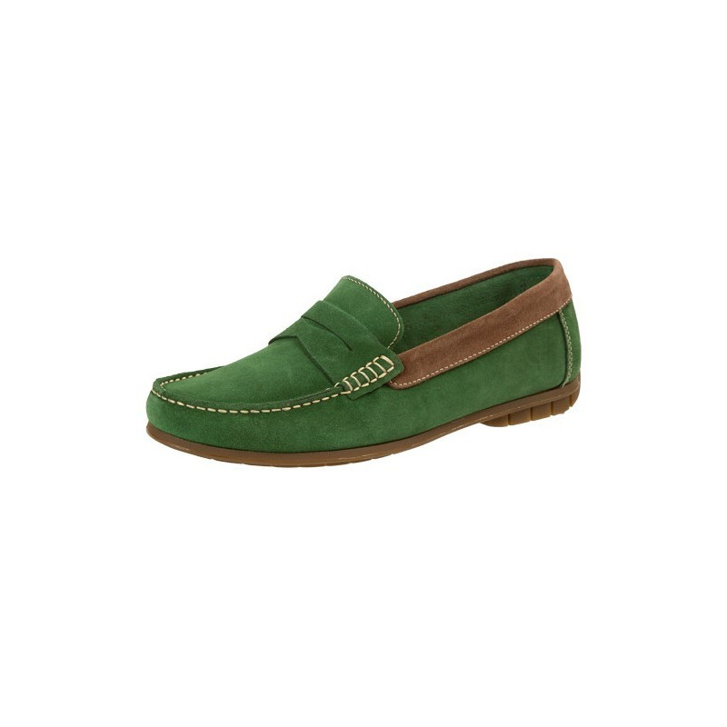 Mocassins Cuir Velours Carlson Vert