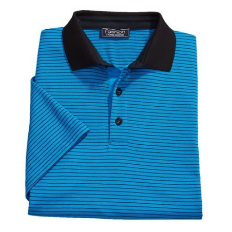 Polo Microfibre Rayé Bleu
