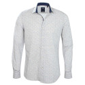 Chemise ajustée popeline imprimée col semi-italien