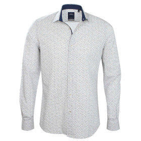 Chemise ajustée popeline imprimée col semi-italien