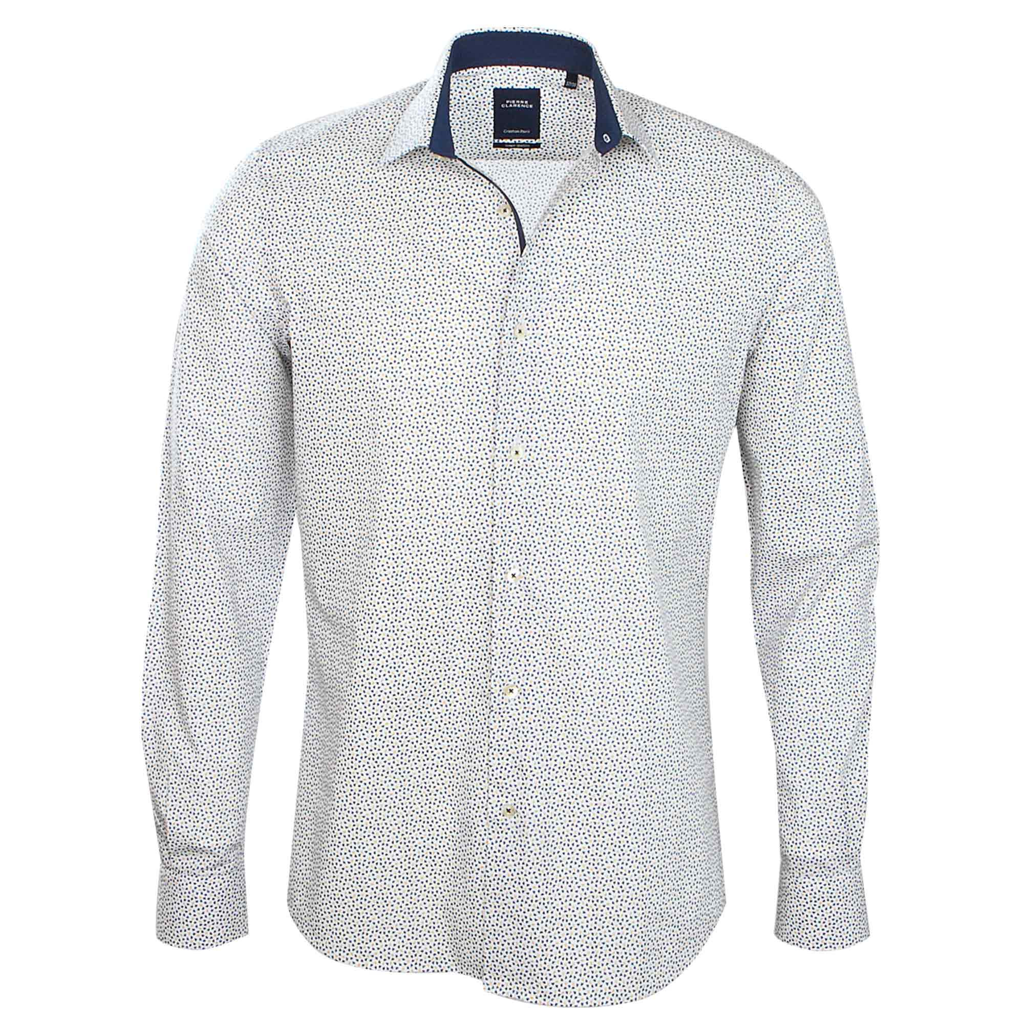 Chemise ajustée popeline imprimée col semi-italien