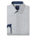 Chemise ajustée popeline imprimée col semi-italien