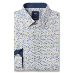 Chemise ajustée popeline imprimée col semi-italien