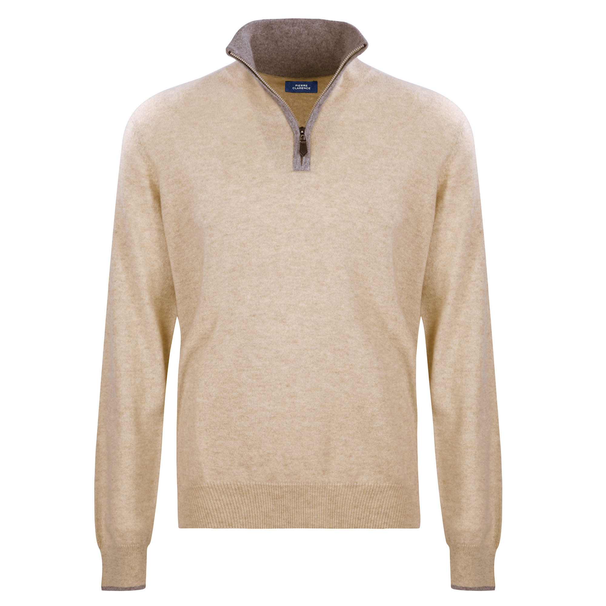 Pull cachemire col montant zippé contraste