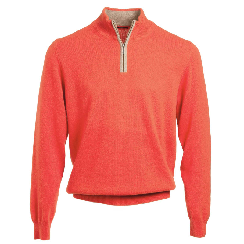 Pull cachemire col montant zippé contraste