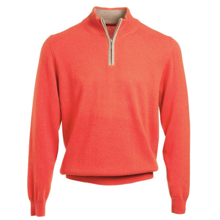 Pull cachemire col montant zippé contraste