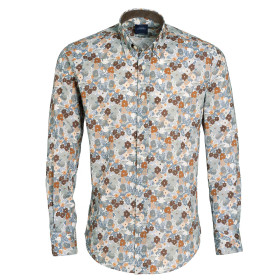 Chemise droite coton imprimée fleur col boutonné (2)