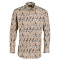 Chemise droite coton imprimée col semi-italien