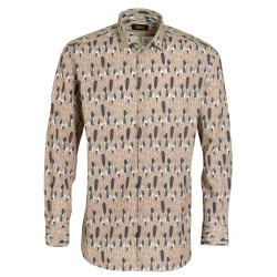 Chemise droite coton imprimée col semi-italien