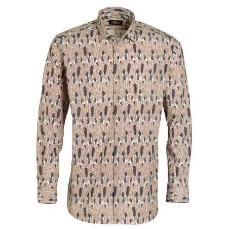 Chemise droite coton imprimée col semi-italien