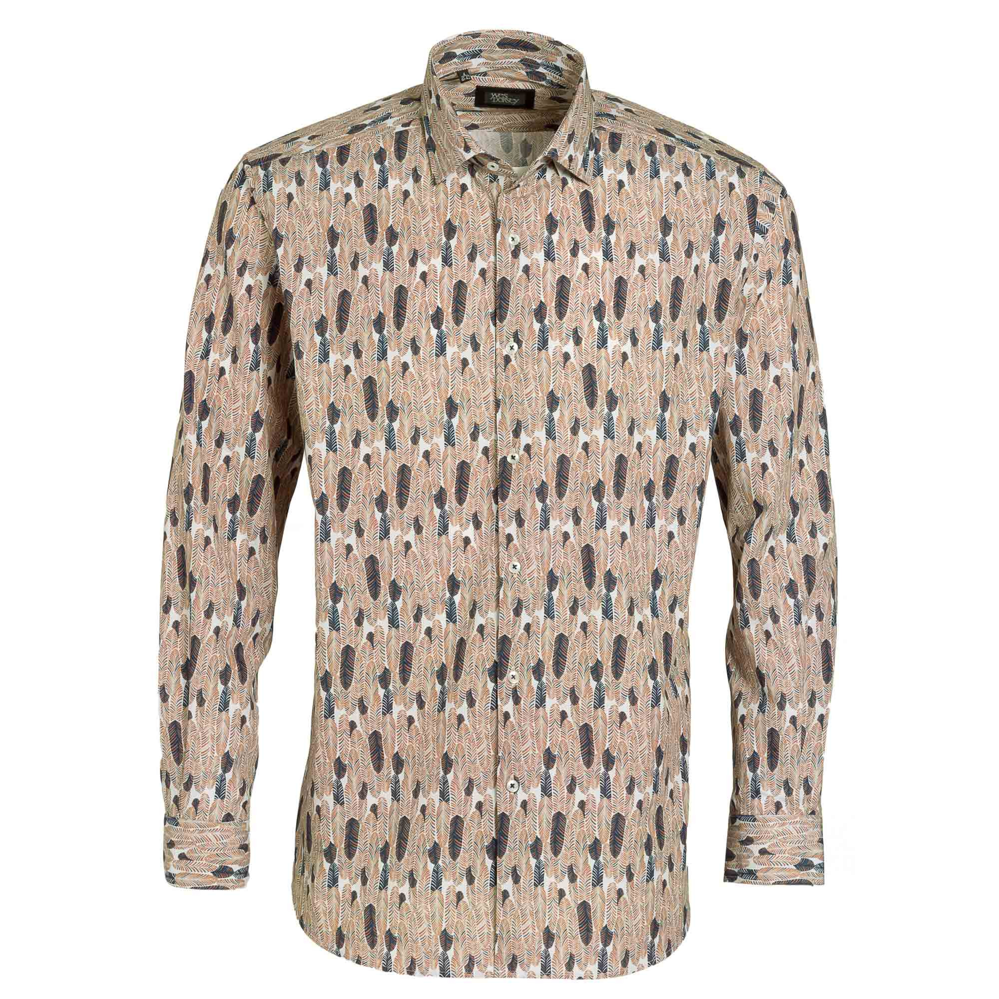 Chemise droite coton imprimée col semi-italien