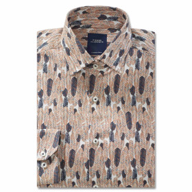 Chemise droite coton imprimée col semi-italien