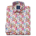Chemise droite imprimé perroquet col semi-italien