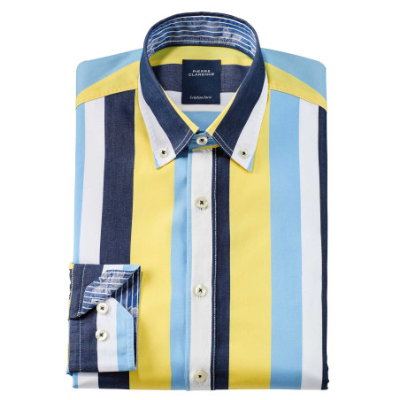 Chemise droite rayée col boutonné
