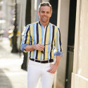 Chemise droite rayée col boutonné