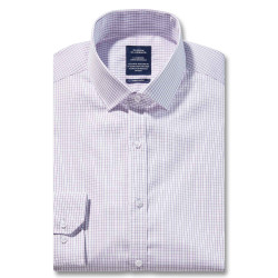 Chemise sans repassage confort twill carreaux col semi-italien