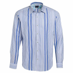 Chemise droite rayée col italien
