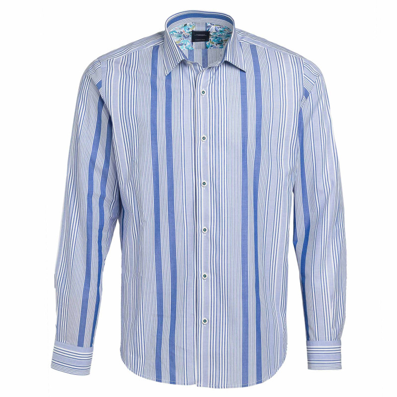 Chemise droite rayée col italien