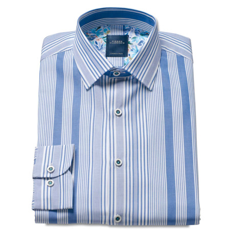 Chemise droite rayée col italien