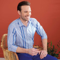 Chemise droite rayée col italien