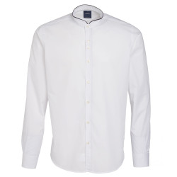 Chemise droite chambray col officier