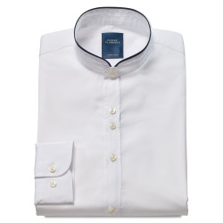 Chemise droite chambray col officier