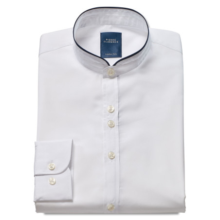 Chemise droite chambray col officier