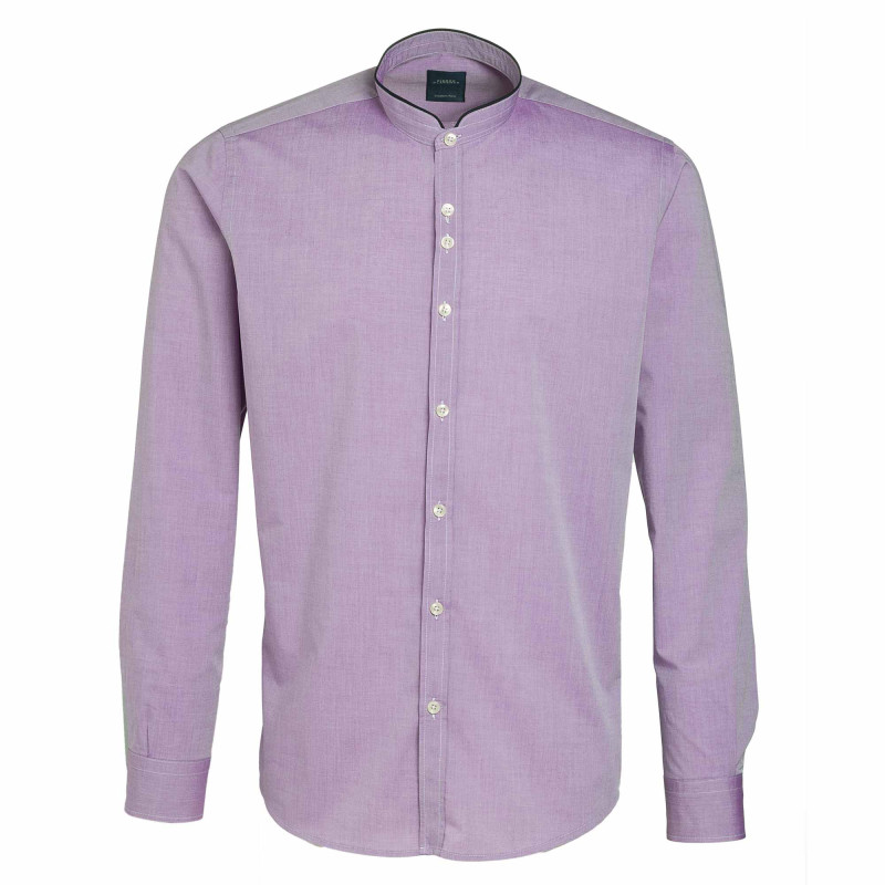 Chemise droite chambray col officier