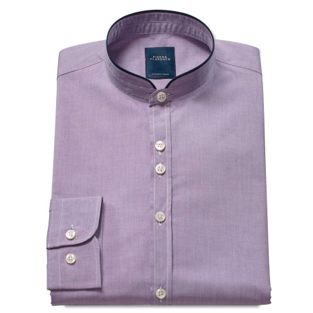 Chemise droite chambray col officier