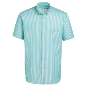 Chemisette droite popeline rayée col boutonné, Encolure : 39/40, Couleur : Aqua, par l’Homme Moderne.