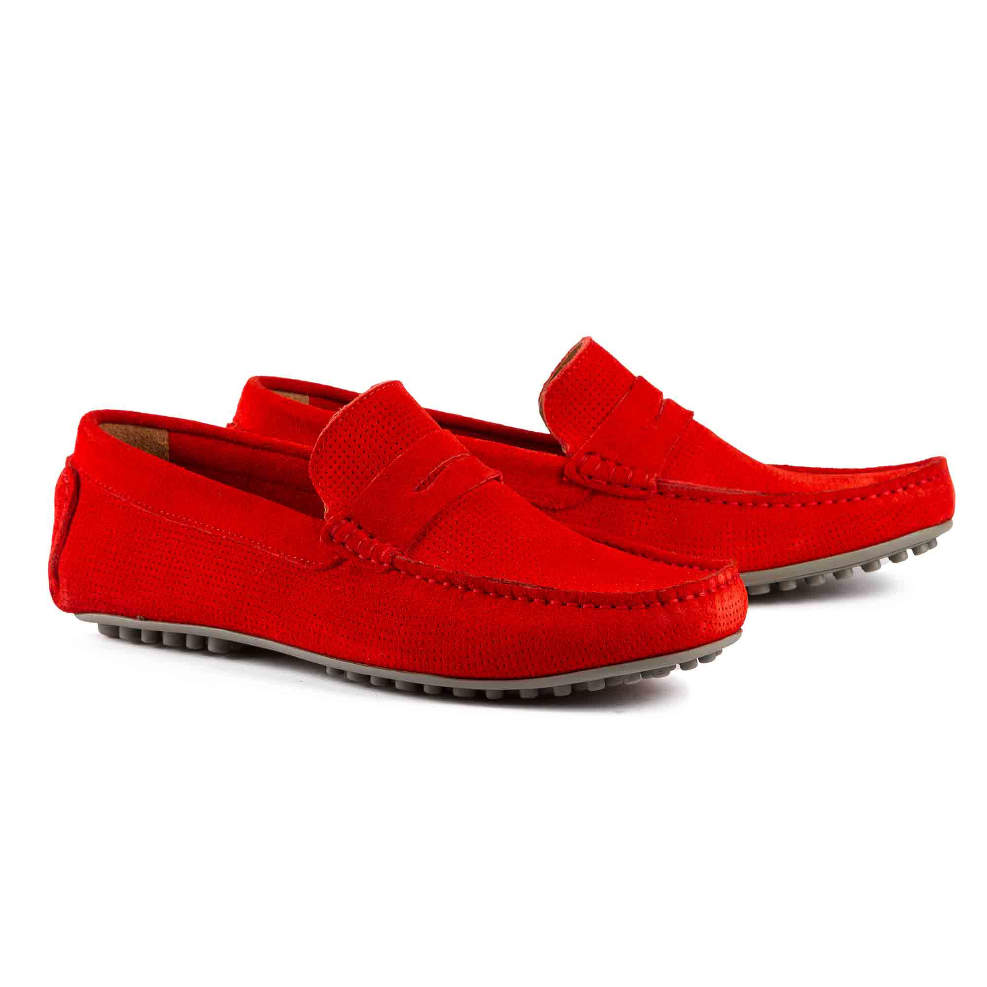 Mocassins cuir velours avec patte