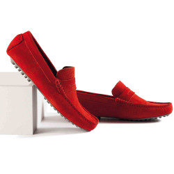 Mocassins cuir velours avec patte