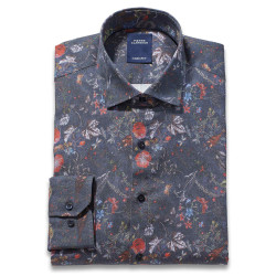 Chemise droite coton imprimé fleur