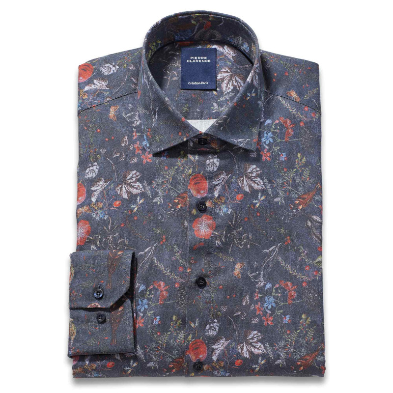 Chemise droite coton imprimé fleur