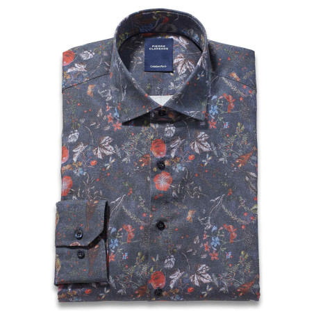 Chemise droite coton imprimé fleur