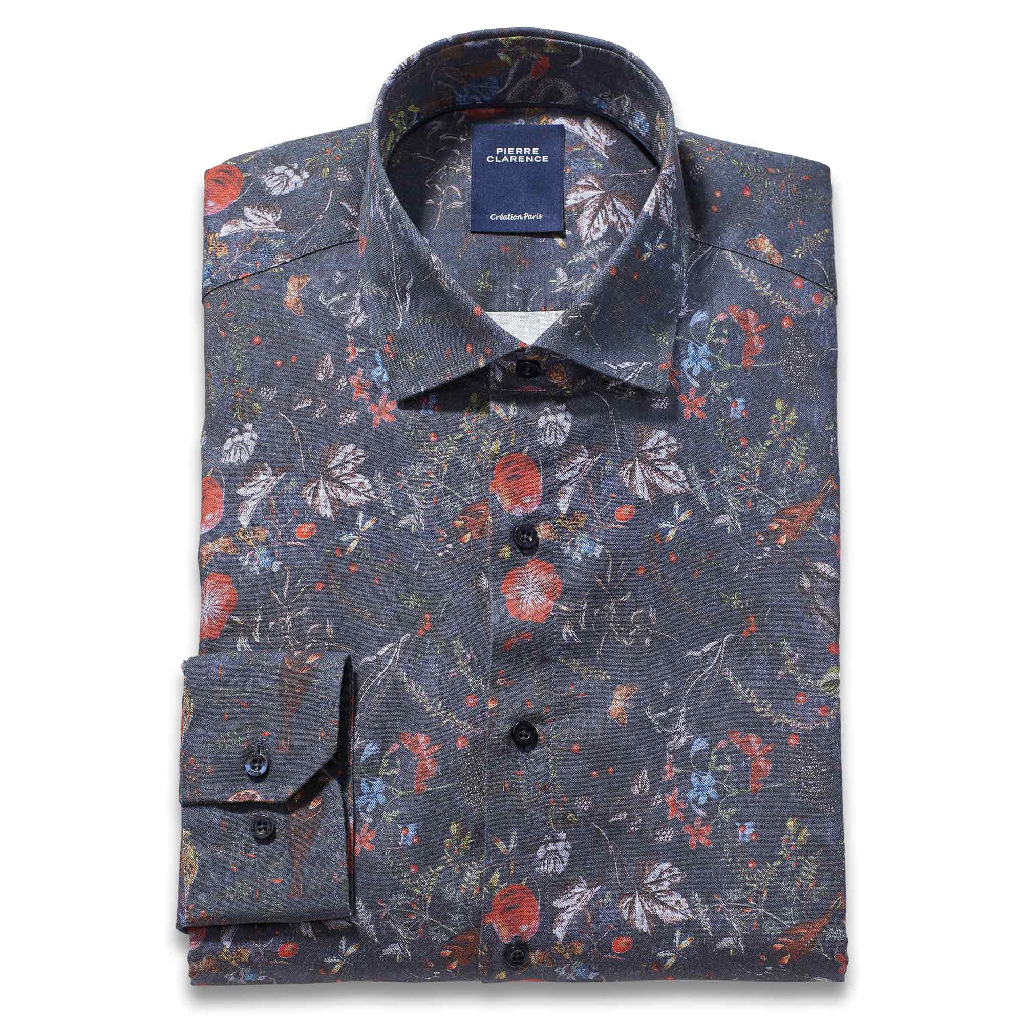 Chemise droite coton imprimé fleur