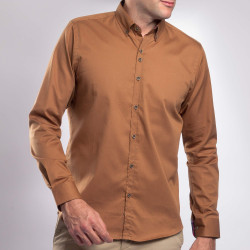 Chemise droite coton col boutonné col contrasté