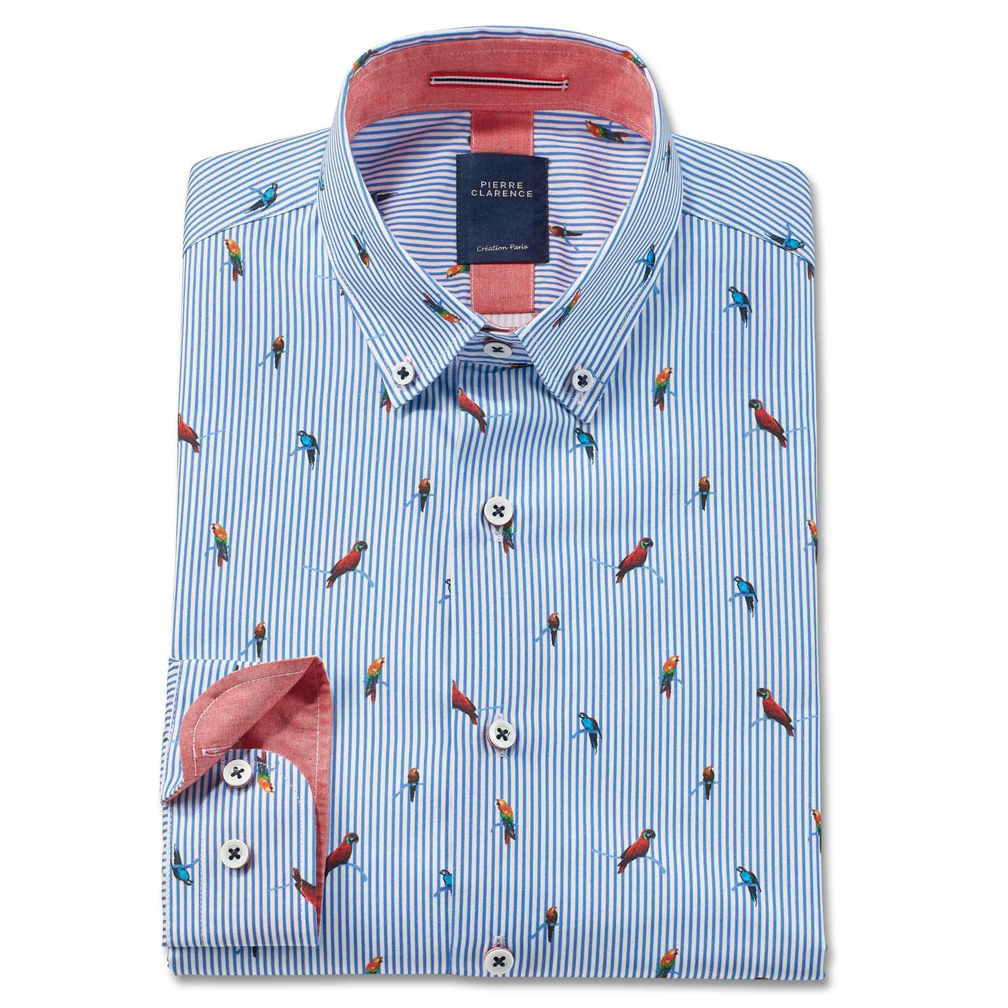 Chemise droite coton imprimé col boutonné Lovebirds