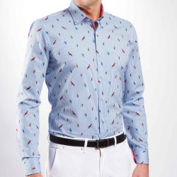 Chemise droite coton imprimé col boutonné Lovebirds