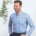 Chemise droite coton imprimé col boutonné Lovebirds