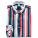 Chemise droite en coton rayée col boutonné