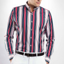Chemise droite en coton rayée col boutonné