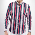 Chemise droite en coton rayée col boutonné